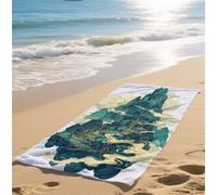 Microfiber Beach Towel White Large Beach Towels for Adults 90x200cm Travel Towel Quick Dry Sunbed Towels with Pockets Sand Free, Light Compact for Outdoor Sport Beach Holiday Essentia Mountain bz-148