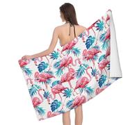 Microfiber Beach Towels For Adults & Kids, Flamingo Bird Plant Leaf Bath Towels, Oversized Sand Free Towel for women, Absorbent Quick Dry Beach Towels For Travel Swimming Camping Yoga Sports, 130x80cm