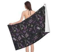 Microfiber Beach Towels For Adults & Kids, Purple Black Goth Spooky Bath Towels, Oversized Sand Free Towel for women, Absorbent Quick Dry Beach Towels For Travel Swimming Camping Yoga Sports, 130x80cm