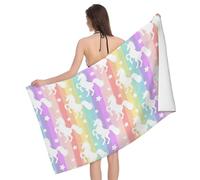 Microfiber Beach Towels For Adults Kids, Unicorns Colorful Stripes Bath Towels, Oversized Sand Free Towel for women, Absorbent Quick Dry Beach Towels For Travel Swimming Camping Yoga Sports, 130x80cm