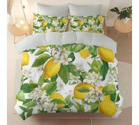 Microfiber Bedding 3 Piece Double Duvet Set 200 x 200 cm, Soft And Easy Care Oriental White Crane Flowers Cherry Blossoms Printed duvet cover Suitable for adults and children Cream With zipper