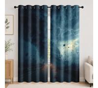 Microfiber Blackout Curtains 46" W x 54" L x 2 Panels Nature Storm Creativity Soft Drapes for Bedroom, Eyelet Curtains Blue Thermal Insulated Darkening Drapes for Window Decoration