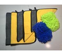 Microfiber Cleaning Cloths & Mitts Set (8-Piece) - 6 Cloths (2x 30/40/60cm) + 1 Pair Wash Mitts - Multi-Surface Cleaning Kit for Car, Home - Lint-Free, Ultra-Absorbent, Streak-Free Cleaning