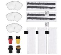 Microfiber Cloth Pads Set Accessories for Karcher Steam Cleaner Easyfix | 3 Microfibre Cloth+2 Abrasive Cloths+3 Hand Nozzle Microfiber Cloth+4 Round Brushes for Kärcher SC2 SC3 SC4 SC5