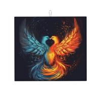 Microfiber Dish Drying Mat for Kitchen Counter, Absorbent Dish Drying Pads, Non-slip Kitchen Draining Mat, Large Fire and water phoenix Dishes Drainer Mats, 16"x18" Dish Drainer Pad