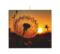 Microfiber Dish Drying Mat for Kitchen Counter, Absorbent Dish Drying Pads, Non-slip Kitchen Draining Mat, Large Sunset Dandelion Dishes Drainer Mats, 18"x16" Dish Drainer Pad