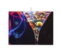 Microfiber Dish Drying Mat for Kitchen Counter - Large 18"x24" Drying Pad - Reversible Colorful Sparkling Wine Drainer Mats for Countertop