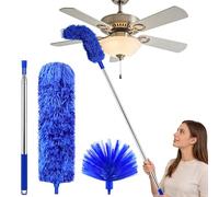 Microfiber Duster Feather Duster Cleaning - Kit with Telescoping Extension Pole 30-82 Inch Reusable Bendable Dusters Bendable Washable Dust Remover for High Ceilings, Ceiling Fans, Cobweb & Blinds