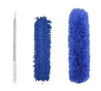 Microfiber Duster, Feather Duster Kit with 30-100inch Telescopic Extension Pole, Washable Bendable Dusters for Cleaning High Ceiling, Blinds, Furniture, Cars (Blue)