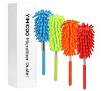 Microfiber Duster for Cleaning, YIMICOO 4PCS Hand Washable Dusters with Extension Pole, Extendable Cleaning Supplies for Home,Office,Car,Window,Furniture,Ceiling Fan