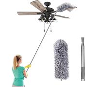 Microfiber Duster with 100" Extension Pole, Telescoping Feather Dusters for Cleaning Cobweb, High Ceiling, Ceiling Fan, Blinds, Furniture, Keyboard, Cars