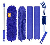 Microfiber Dusters with 100" Telescopic Handle, Reusable Flexible Washable Lightweight Dusters for Ceiling Fans (Pack of 8)