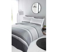 Rapport Home Duvet Cover Set Chicago – Grey Striped Double Microfibre, Non-Iron 180 TC