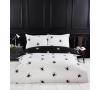 Rapport Home Duvet Cover Set Black Spider - Reversible Monochrome Microfibre with Pillowcase, Double