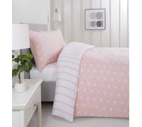 Rapport Home Duvet Cover Set Spots & Stripes 180 Threadcount Brushed Microfibre King Blush Pink