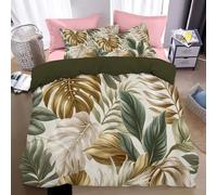 Microfiber Duvet Cover Set,Includes 1 Duvet Cover and 2 Pillowcases,Soft Wrinkle-Resistant and Machine Washable,Minimalist Large tropical leaves Bedding Set,Tropical Monstera deliciosa,260x220cm