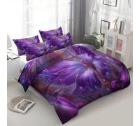 Microfiber Duvet Cover Set, Soft Fantasy Butterflies Magic Purple 3D Breathable Quilt Cover with Pillowcases - All Season Easy Care for Kids Boys Girls, Single 135 x 200 cm
