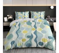 Microfiber Euro Size Quilt Cover Set 60x79 inch, Blue Duvet Cover Ultrasoft Hypoallergenic Geometric Simple Dots Duvet Covers Non Iron Luxury Bedding Set with Zipper and 4 Corner Ties