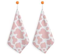 Microfiber Face Towels for Bathroom Lightweight Cute Strawberry Pink Cow Print Thin White Yoga Towel Highly Absorbent Hand Towel