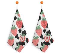 Microfiber Face Towels for Bathroom Lightweight Pink Strawberry Cow Print (2) Thin White Yoga Towel Highly Absorbent Hand Towel