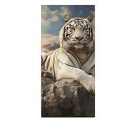 Microfiber Facial Cloths for Travel, Fast Drying Washcloth for Woman, Super Soft Majestic Tiger Resting on A Rock with Cloudy Hand Towel for Man, Bathroom Essential, Gym, Camp, Pool, Spa Daily Use