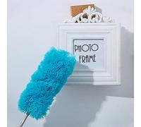 Microfiber Feather Duster, with Extendable Pole and Bendable Head, Washable Microfibre Cleaning Tool for Cleaning Office, Car, Computer, Furniture, Sofa, Photo Frame (Blue)