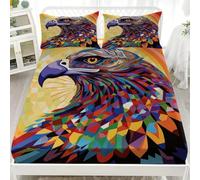 Microfiber Fitted Sheets Deep Pocket 12 inch Animal Eagle Geometry Bedding Sets Soft Breathable and Comfortable Colorful Fitted bed Sheet for Boys Girls Bedroom Decoration Single 36x75 inch