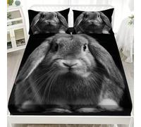 Microfiber Fitted Sheets Deep Pocket 12 inch Animal Lop Rabbit Bedding Sets Soft Breathable and Comfortable Black Fitted bed Sheet for Boys Girls Bedroom Decoration Single 36x75 inch