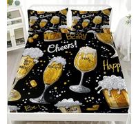 Microfiber Fitted Sheets Deep Pocket 12 inch Beer Themed Pattern Bedding Sets Soft Breathable and Comfortable Black Fitted bed Sheet for Boys Girls Bedroom Decoration Single 36x75 inch