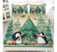 Microfiber Fitted Sheets Deep Pocket 12 inch Christmas Theme Bedding Sets Soft Breathable and Comfortable Light Green Fitted bed Sheet for Boys Girls Bedroom Decoration 4ft Small Double 48x75 inch