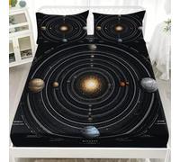 Microfiber Fitted Sheets Deep Pocket 12 inch Fantasy Space Theme Bedding Sets Soft Breathable and Comfortable Black Fitted bed Sheet for Boys Girls Bedroom Decoration Super King 72x80 inch