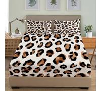 Microfiber Fitted Sheets Deep Pocket 12 inch Leopard Spot Pattern Bedding Sets Soft Breathable and Comfortable Light Fitted bed Sheet for Boys Girls Bedroom Decoration King 60x80 inch