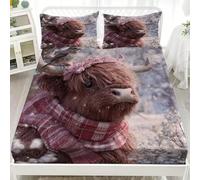 Microfiber Fitted Sheets Deep Pocket 12 inch Yak, An Animal In The Snow Bedding Sets Soft Breathable and Comfortable White Fitted bed Sheet for Boys Girls Bedroom Decoration Single 36x75 inch