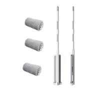 Microfiber Flat Mop Hand Wash Free Long Handle Large Flat Mop Dry Wet Use F (32 Plate Set with 3 Cloth)