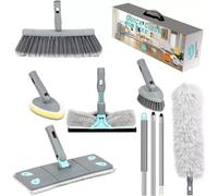 Microfiber Floor Mop 7 In 1 Broom Duster Squeegee And Dryer Scrubber Tile Sponge
