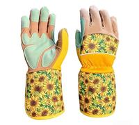 Microfiber Gardening Gloves Reinforced Puncture Protection Ergonomic Fit Polyester Nylon Blend Sunflower Short 28x15x1.5cm 1 Pair for Planting Weeding