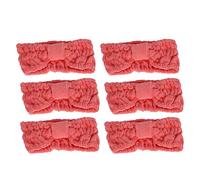 Microfiber Headbands Soft Elastic Bowknot Hair Bands Stretchable Comfortable For Makeup Face Washing Sports Yoga Spa Facials 6PCS Set Multicolor One Size Fits Most (Rose Red)