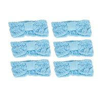 Microfiber Headbands Soft Elastic Bowknot Hair Bands Stretchable Comfortable For Makeup Face Washing Sports Yoga Spa Facials 6PCS Set Multicolor One Size Fits Most (Light Blue)