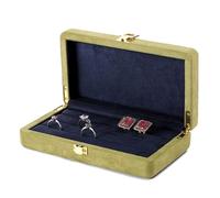 Microfiber Jewelry Box with Metal Clasp, Elastic Strip and Snap Bracelet Storage, Ring Necklace Pendant Packaging Gift wrapping(Grn,405g)