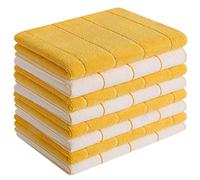 Microfiber Kitchen Towels - Super Absorbent, Soft and Solid Color Dish Towels, 8 Pack (Stripe Designed Yellow and White Colors), 26 x 18 Inch (Yellow)