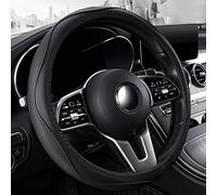Microfiber Leather 15" Universal Fit Car Steering Wheel Cover, Elastic Breathable and Odorless, Black