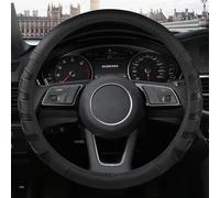 Microfiber Leather 38cm Car Steering Wheel Cover Non-Slip O Type For Audi A1 A3 A4 A5 A6 A7 A8 Q2 Q3 Q5 Q7 Q8 R8(BLACK O SHAPE)