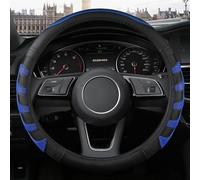 Microfiber Leather 38cm Car Steering Wheel Cover Non-Slip O Type For Audi A1 A3 A4 A5 A6 A7 A8 Q2 Q3 Q5 Q7 Q8 R8(BLUE O SHAPE)