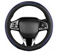 Microfiber Leather Car Steering Wheel Cover, Universal14.5inch/37cm-15 inch/38cm Breathable Soft Anti-slip Protector for Cars Trucks SUVs Stylish Car Interior Accessory (Black Blue）