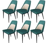 Microfiber Leather Side Chairs Set of 6, Nordic Style Restaurant Seating with Metal Legs, Versatile Makeup Chairs for Home and Office Use