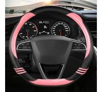 Microfiber Leather Trim Auto Accessories Car Steering Wheel Cover For Seat For Leon 5F Mk3 2013 2014 2015-2022(Pink D shape)