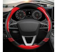 Microfiber Leather Trim Auto Accessories Car Steering Wheel Cover For Seat For Leon 5F Mk3 2013 2014 2015-2022(Red O shape)