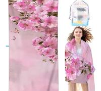 Microfiber Lightweight Beach Towel Pink 24x48 in XL Extra Large Thin Sand Free Towels Travel Swim Pool Yoga Gym Camping for Adults Women Men Beach Essentials Accessories Gifts Flowers SYL4 F-I