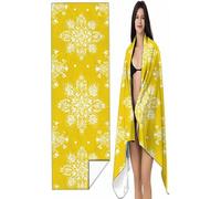 Microfiber Lightweight Beach Towel Yellow Intimate snap button 32x64in Thin Sand Free Towels Travel Swim Pool Yoga Gym Camping for Adults Women Men Beach Essentials Accessories Bohemia SYX8 B-O