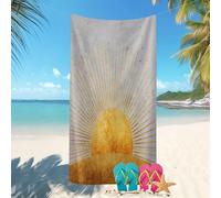 Microfiber Lightweight Thin Beach Towel 80x160 cm Abstract Sunrise Print Beach Towels For Adults Extra Large Sand Free Quick Dry Pool Towels Yellow Super Absorbent for Pool, Gym, & Travel